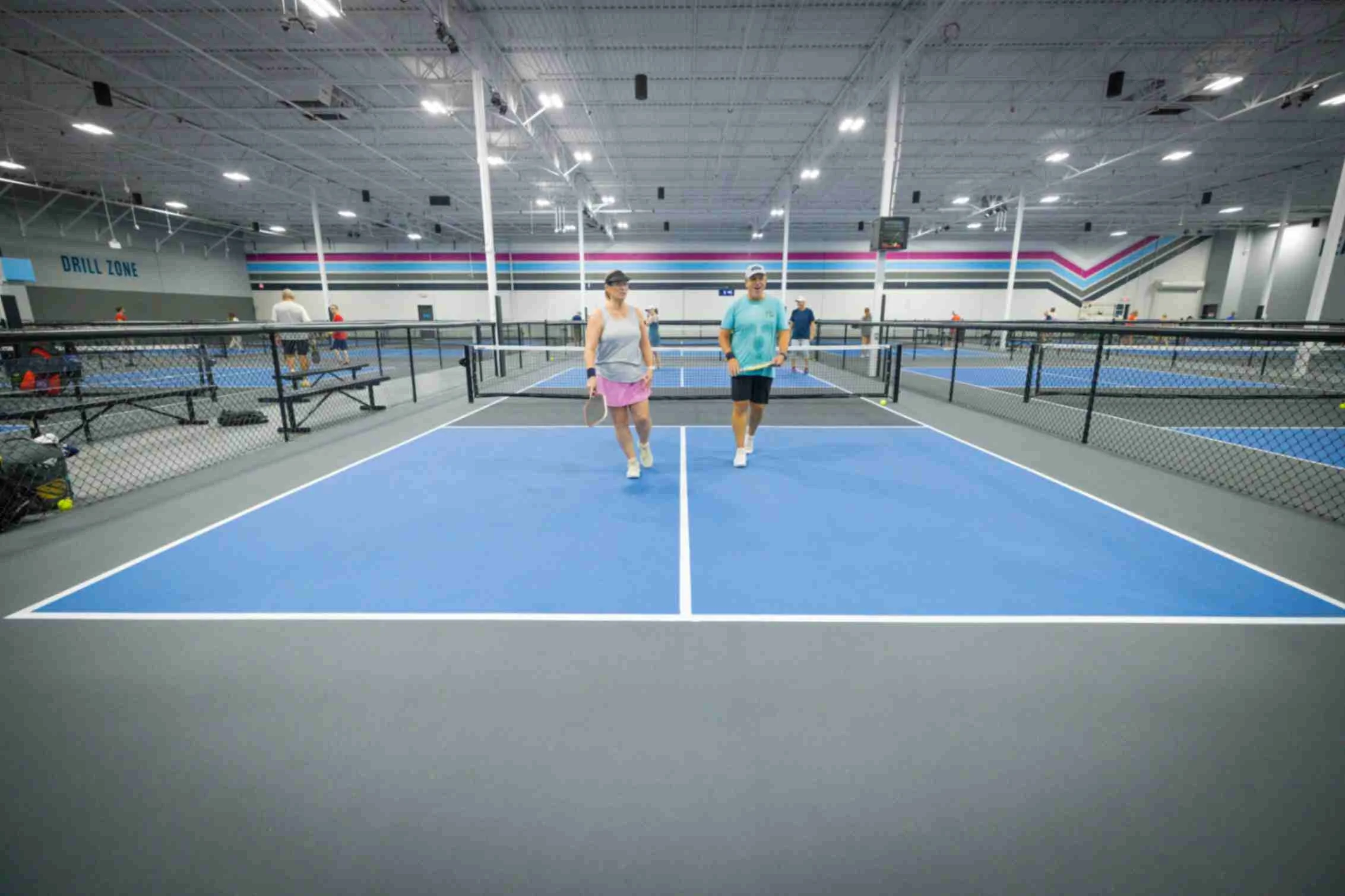 Two pickleball players